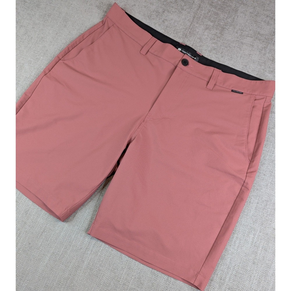 TravisMathew Golf Shorts Mens 38 Pink Performance Stretch Flat Front Chino